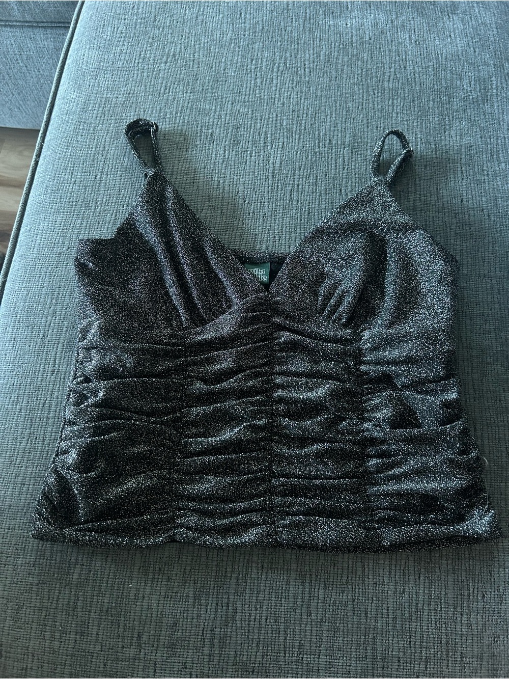 wild fable - Black Metallic Ruched Spaghetti Strap Cami- size M